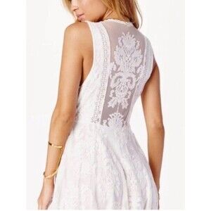 Free People Walking to the Sun Fit & Flare Lace Shift Dress Ivory Size 4